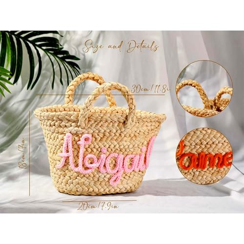 Cestas marroquíes personalizadas tejidas mini bolsas de paja miniatura 5