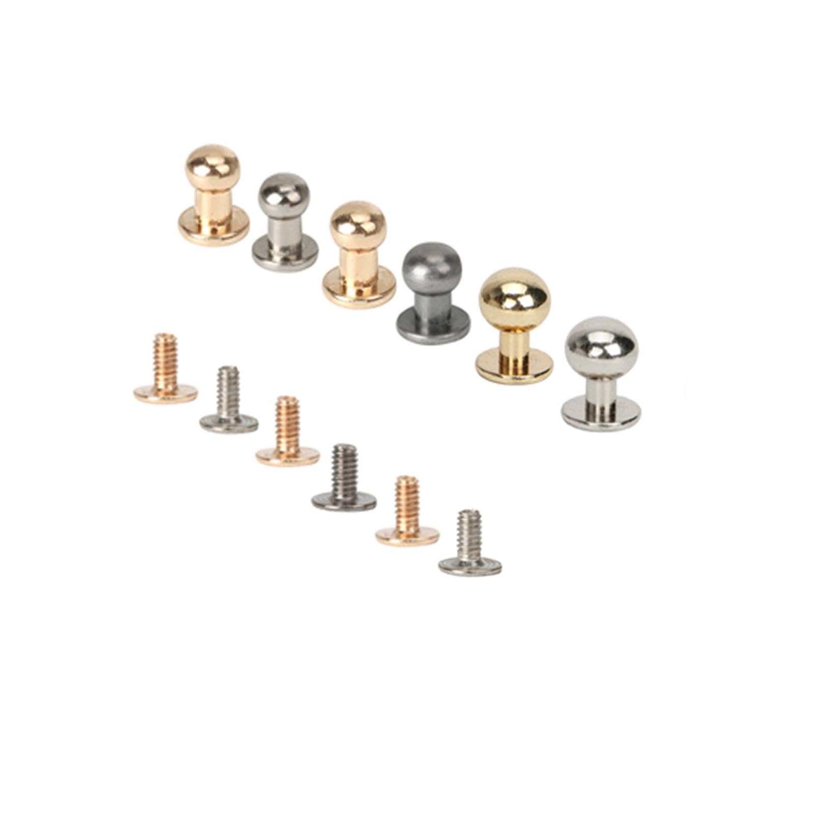 10 pezzi borchie dorate solide a testa tonda con viti in lega di zinco, kit di rivetti fai da te accessori in pelle per cintura, cinghia, borsa (6 mm)