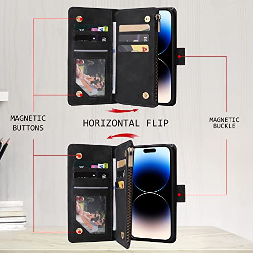 Étui iPhone 15 Pro portefeuille résistant aux chutes QLTYPRI
