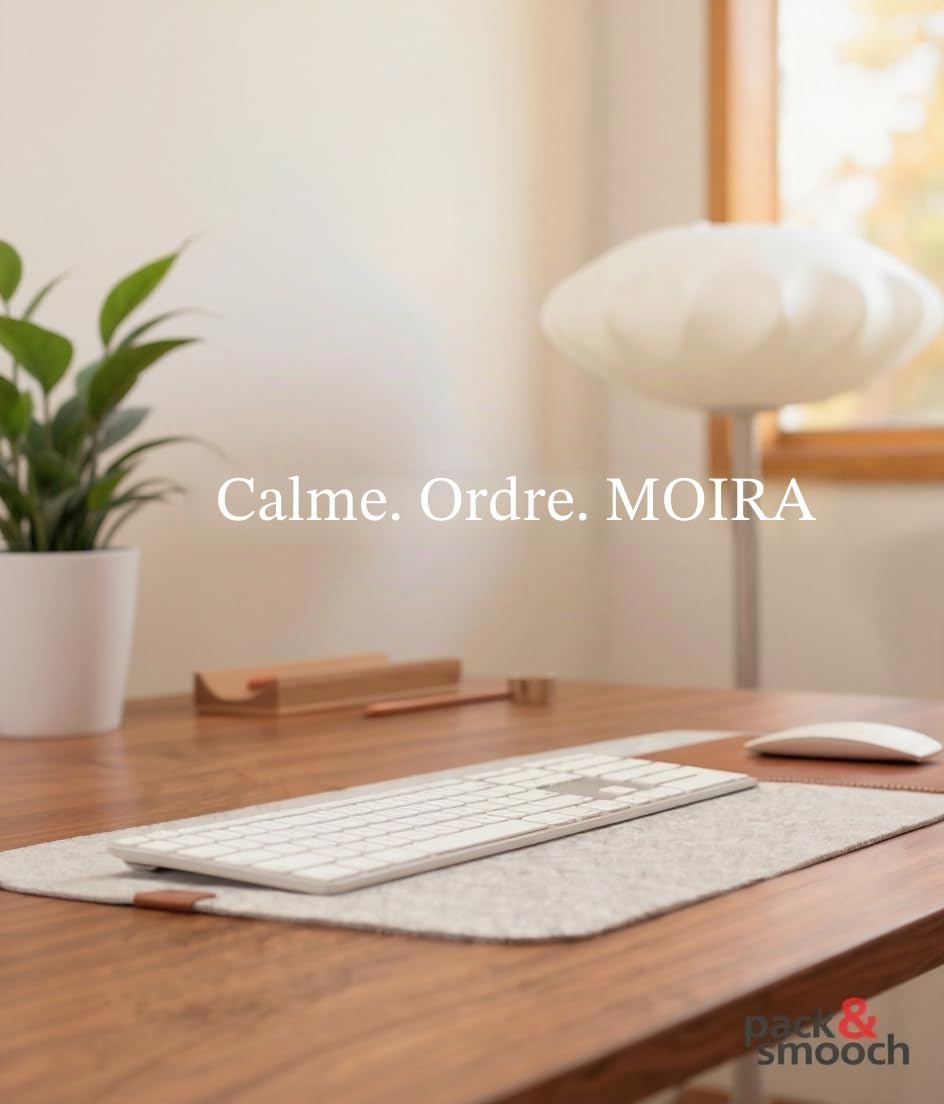 Pack & Smooch Sous-Main Bureau Feutre Cuir Gris Clair