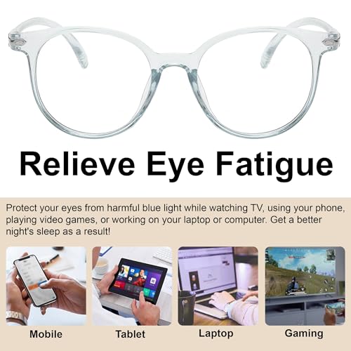 Image of OWL Blue Light Blocking Glasses for Women and Men - Retro Round Eyewear Anti Eyestrain Eyeglasses, UV Glare Filter Eyewear
