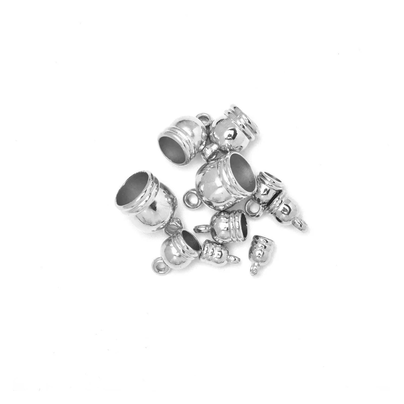 WEKONUMEX Rope Stoppers, Rope End Caps 50 Pack Inner Dia 4-10mm Multicolor for DIY Jewelry(Dull Silver,Inner Dia 4mm)