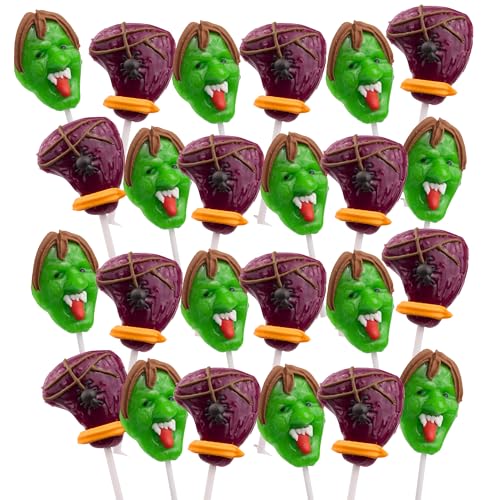 Zombie Halloween Lollipops, Individually Wrapped Candy, 24 Count | Zombie Face Design, Watermelon and Green Apple Flavored, Trick or Treat Candies, Haunted House Snacks, 10.16oz, 24 Pieces - image 3