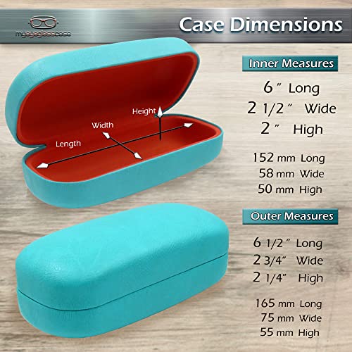Image of MyEyeglassCase Extra Large Hard Shell Sunglasses Case for Large Rectangular Frames, Eyeglass Case with Pouch & Cloth