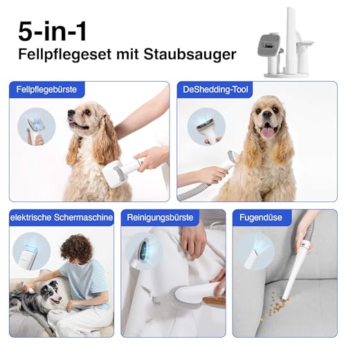 Neakasa P0 Pro Katzenbürste Hundeschermaschine mit Staubsauger, Profi Haustierpflegeset, 5 bewährten Zubehör, Hundebürste, Selbstreinigende Tierhaarentferner für Kurzhaar Langhaar Unterwolle – Bild 3