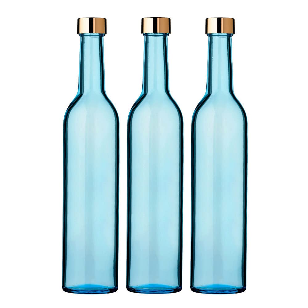 Amazon｜ガラス瓶 ワインボトル スリム 500ml アクア ブルー 3本セット