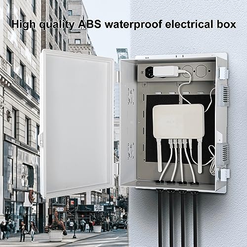 Image of Namunanee Outdoor Electrical Junction Box with High Power Outlet, 16 inch H* 12 inch L* 5.9 inch W, ABS Water Resistant Enclosure with Internal Mounting Panel & Hinged Cover.