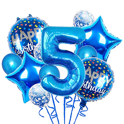Chaungfu Balloons, 11 Pcs Foil Balloons 5 Year Old For 5St Birthday Party Supplies Decoration cover