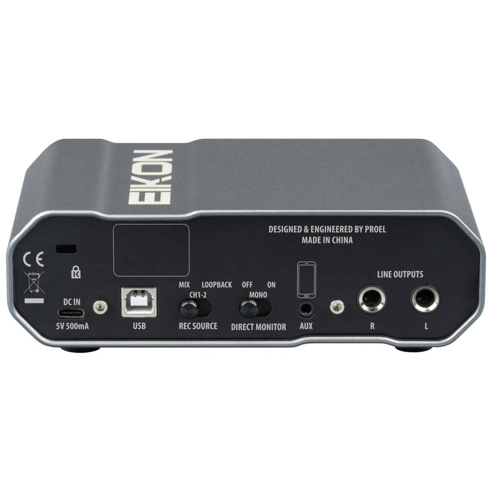 Proel EIKON SBi-POD - Interfaccia audio USB 2.0 con 2 In & 2 Out, qualità da studio per la registrazione domestica o mobile, lo streaming live o il podcasting