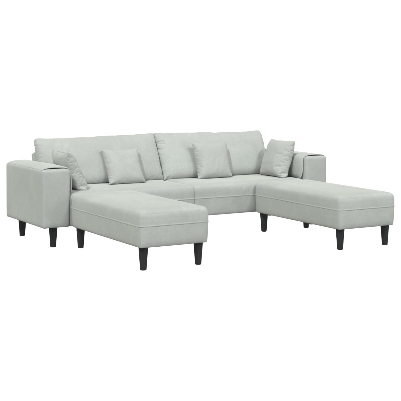 Nowoczesna aksamitna sofa 3-częściowa w kolorze jasnoszarym 208 cm z poduszkami – elegancka sofa do salonu z rdzeniem sprężynowym i podłokietnikami zapewnia stabilność i komfort, smukła