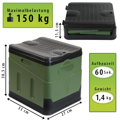 Montafox Faltbare Campingtoilette max 150 kg Mobile Toilette WC Klapptoilette Trockentrenntoilette 12 Toilettenbeuteln, Farbe: grün/schwarz