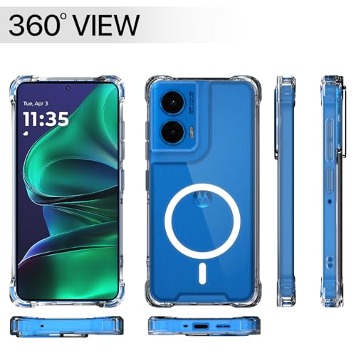 Image of Amazon Basics Back Cover for Motorola Moto Edge 50 Fusion 5G / Moto G96 5G Mag-Safe Shockproof PC + TPU Protective Case Magnetic Support Bumper Case (Transparent Mag-Safe)