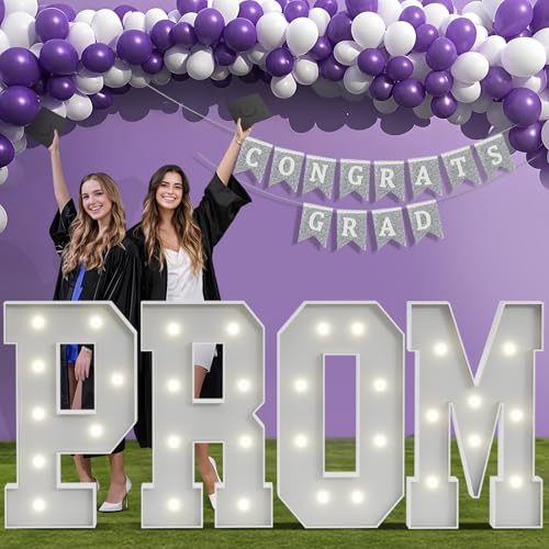 2026 Graduation Decorations PROM Letters: 3FT Graduations Party Decor Class of 2026 Grad Ornaments Large Marquee Light up Letter Sign Kindergarten Preschool Senior High School College Foam Board Pack of 4