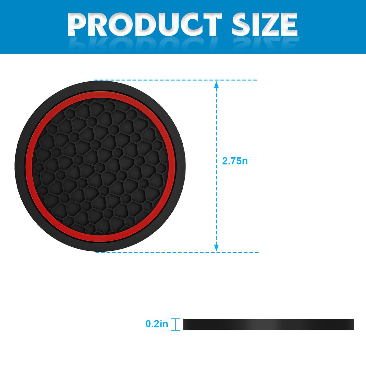 KHGUZ 4PCS Car Cup Coasters, Non-Slip Automotive Insert Cup Holder Pad, Waterproof Dustproof Vehicle Interior Decorative Embedded Drink Mat Accessories, Universal for RV, SUV, Truck (Black/Red)