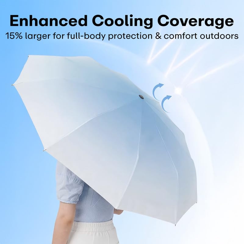 Image of PRIME PICK Gradient Automatic Umbrella - Windproof and UV-Resistant Foldable Umbrella with One-Button Auto Open Close, Sturdy Frame, Compact and Travel-Friendly