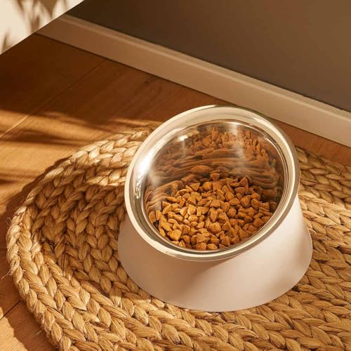 Alessi Wowl BM13/28 - Schüssel für Hunde, Design, Schräg zur Vereinfachung der Hundefütterung, Resin Thermoplastik und Edelstahl 18/10, 28 cm, Grau