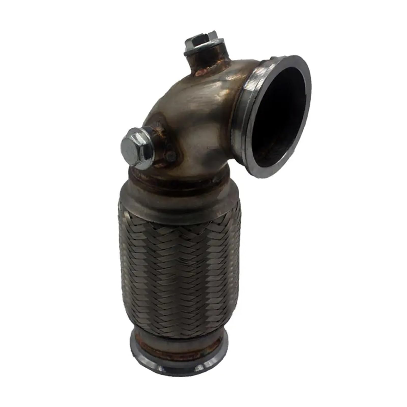 Tubo Scarico Punta Silenziatore SCARICO A GOMITO A 90 GRADI IN ACCIAIO INOSSIDABILE CON FASCIA A V DA 3" Per Downpipe T3/T4 T04E Basso