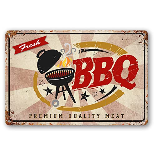 Fresh Bbq Premium Qualität Fleisch Vintage Metall Grillen Blechschild Outdoor Straße Garage Home Bar Hotel Wanddekoration Schilder 30,5 x 20,3 cm
