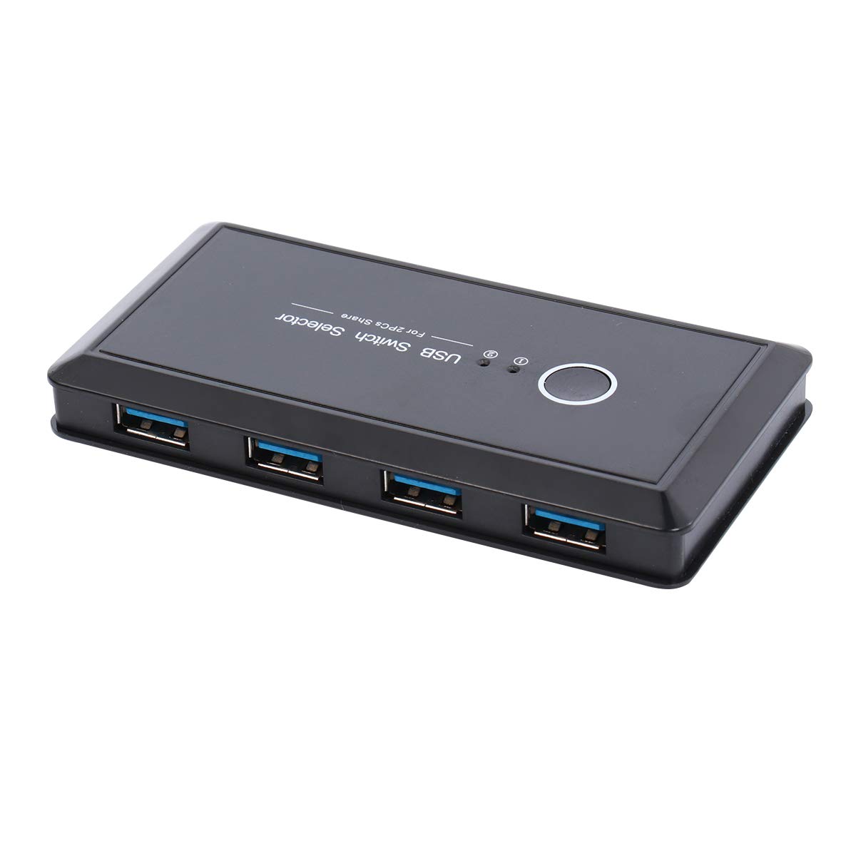 Healvian Automatischer USB Wahlschalter 2 Port Druckerfreigabe zu 4 Geräte aus Kunststoff und Metall für Kleines Büro oder Zuhause in Schwarz
