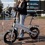 ZoulaGlide Vélo Électrique Pliable, Pneus 16x3.0, Batterie Amovible, Gris - 9