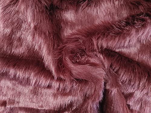 Tissu fausse fourrure Bordeaux à poils longs 500x150cm pour vos plaids