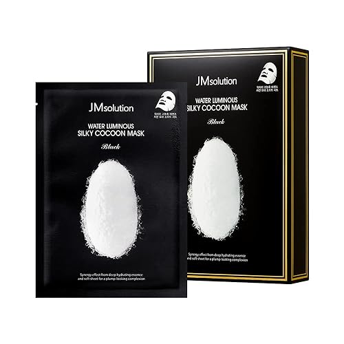 JMsolution Water Luminuous Silky Cocoon Black Mask - Máscara facial coreana para el cuidado de la piel - Aminoácido de extracto de gusano de seda -