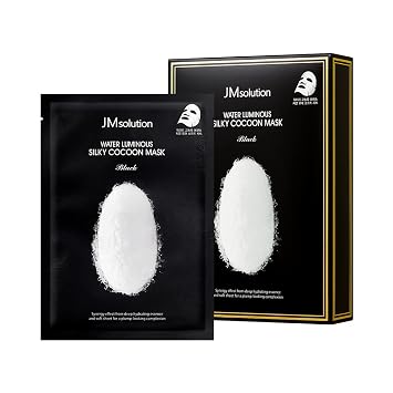 JMsolution Water Luminous Silky Cocoon Mask Black 10 Sheets 35ml each - Hydrating & Nourishing Korean Sheet Mask, Silky Soft Firming Skin Care for Dry Skin