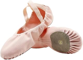 Flat Unisex Stretch Canvas Split Sole Ballet Flats Shoes for Dance or Yoga