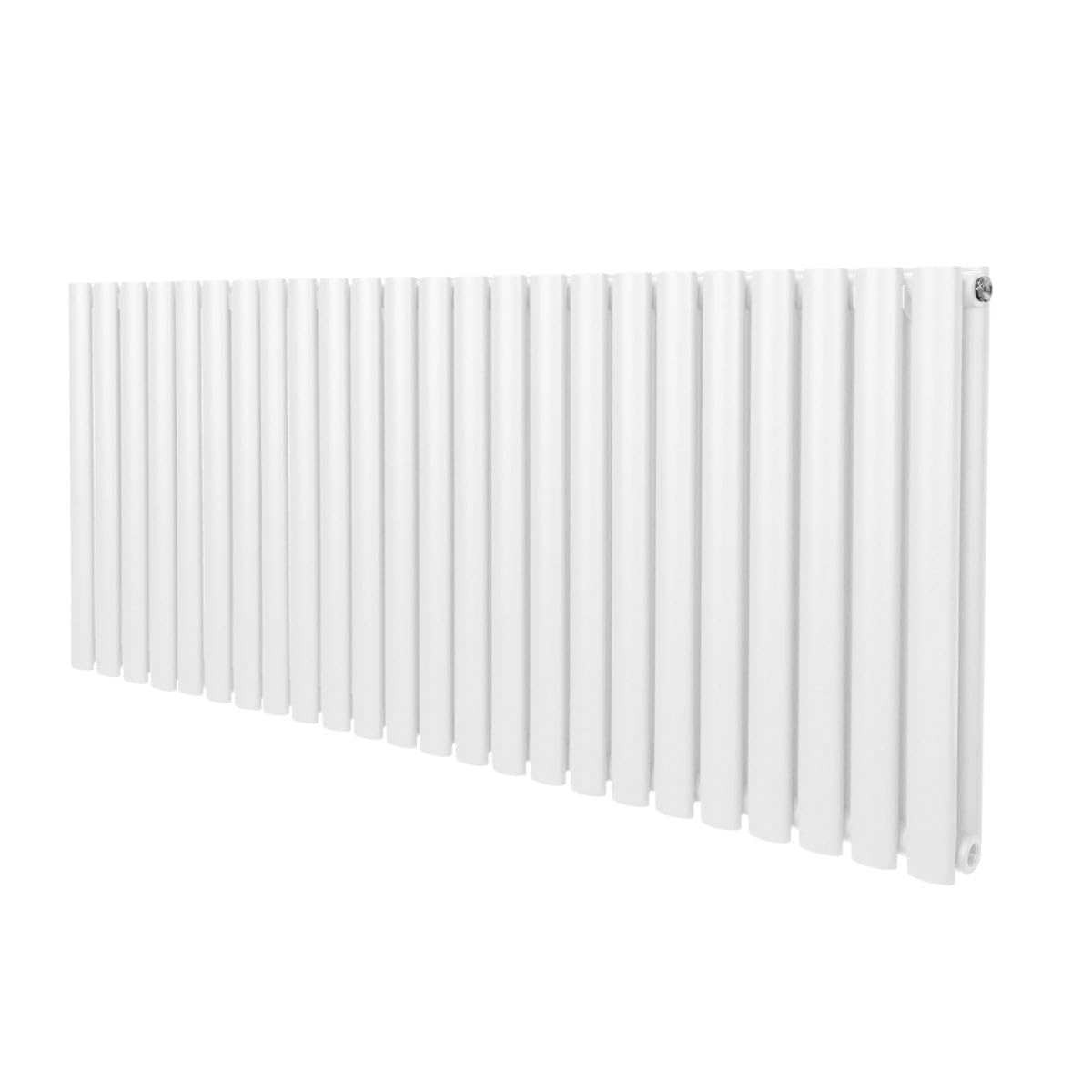 Monster Shop White Oval Column Radiator 600Mm X 1440Mm Modern Designer Double Panel Central Heating Heater Gloss Carbon Steel Horizontal Kitchen Living Room Bathroom Free Cleaning Brush Fixing Kit & Brackets