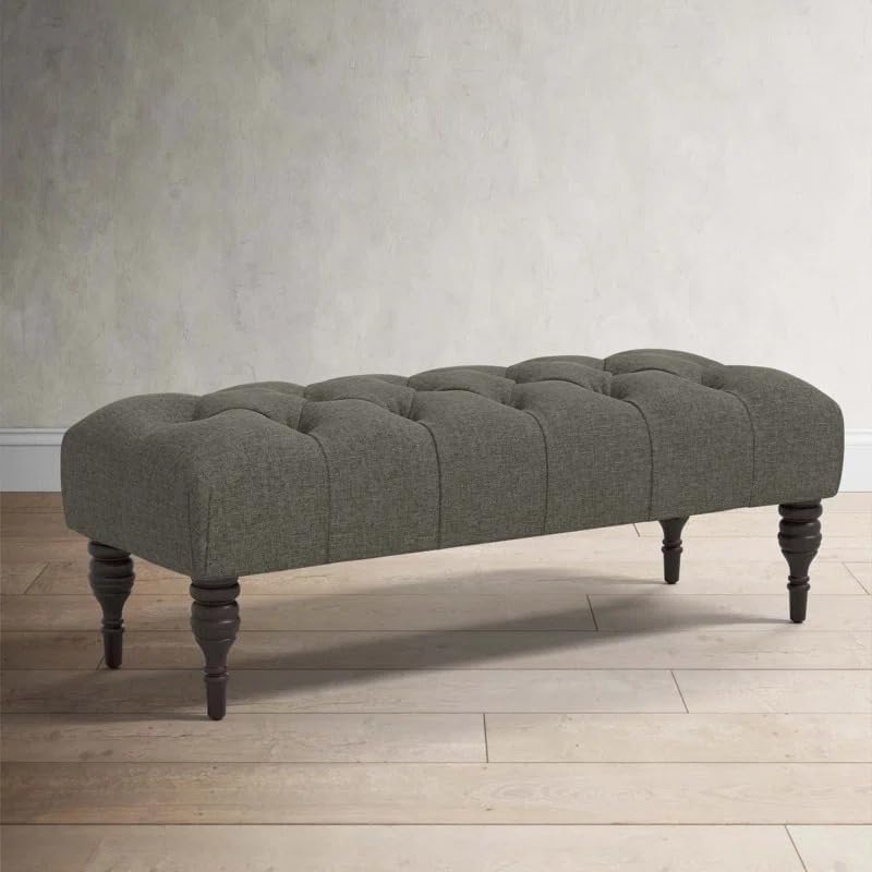 Homevibes Storage Zeno Ottoman with Hidden Compartment, Rectangular 2 Seater Ottoman, Living Room Furniture, Storage Ottomans for Office, Bedroom, Living Room (Ivory) (Charcoal)