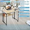 KEBMCHN Bureau Pliant avec roulettes, 80 x 60 x 75 cm, Bureau D'ordinateur, Table Pliante avec étagère, Bois Massif et Acier au Carbone,Peu encombrant,Multifonction, pour Maison, Salon (Bois)