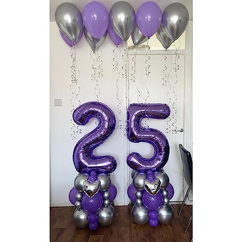 Image of Number 60 Purple Balloons 40 Inch Giant Purple Foil 60 Helium Balloons for 60th Purple Birthday Party Supplies 60th Anniversary Events Decorations