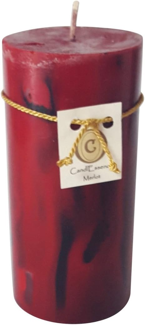 Handmade Scented Candle - Long Burning Pillar - Merlot Scent (Set of 3)