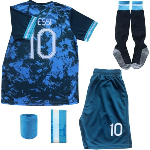 ORGBRAIN Leo. Away #10 Kids Soccer Jersey & Shorts Set Youth Sizes (Navy, 30 (12-13 Years Old))