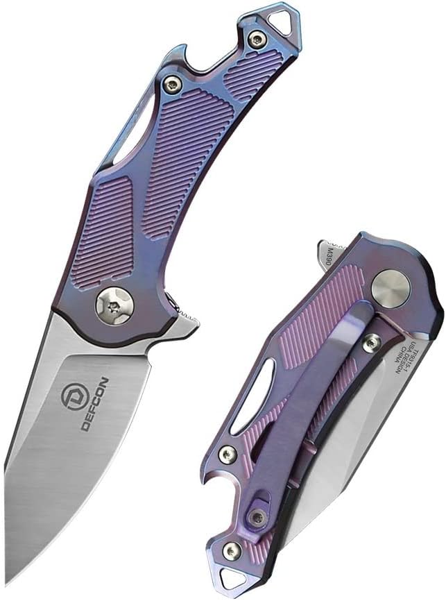 DEFCON JK Series Titanium Handle M390 Blade Folding Knife TF9315 - Rhino - (Pink/Purple)