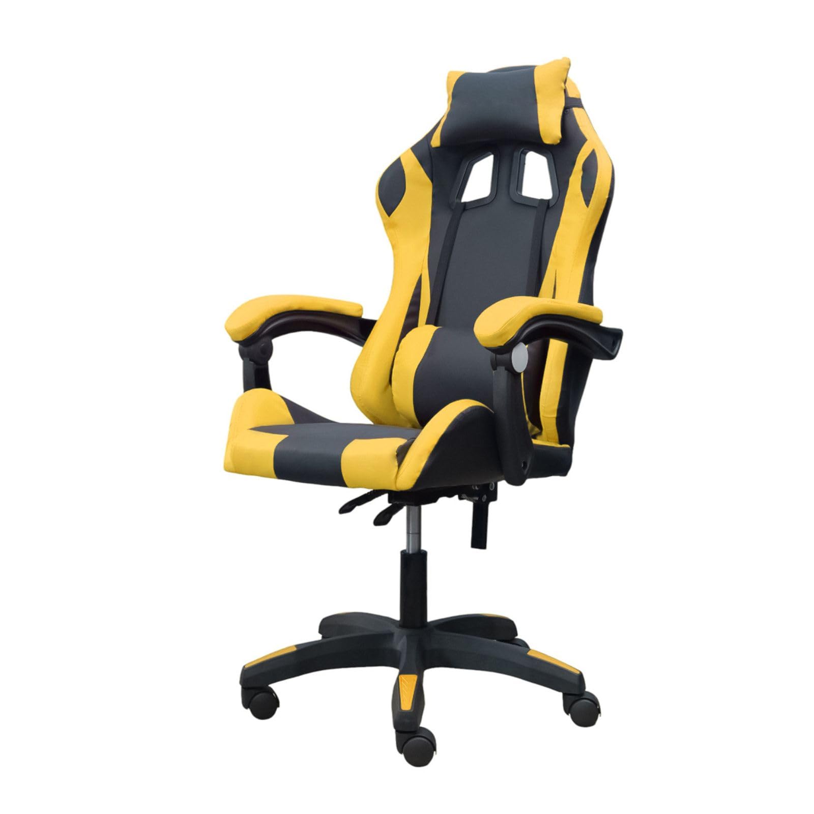 DASCK - Silla Gaming Amarilla Ergonómica Reclinable con Cojín Lumbar y Cervical | Altura Ajustable 200kg | Oficina y Juego