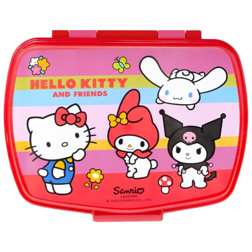 ms móvil shop Sandwichera Infantil H Kitty and Friends | Diseño Oficial | Plástico Resistente y Libre de BPA | Cierre Seguro | Ideal para Escuela, Merienda, Excursiones o Picnic