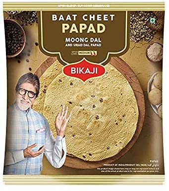 BIKAJI Moong Dal Papad meduim spicy /Baat Cheet papad medium spice 400 grm each (pack of 4 pcs ) (B093LPJMWD) Amazon Price History, Amazon Price Tracker