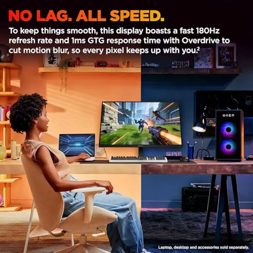 Image of HP OMEN 27 Inch QHD (2560 x 1440) Gaming Monitor, 180Hz Refresh Rate, 1ms Response Time, AMD FreeSync, IPS Eye Comfort Display, Eye Comfort Display, Low Blue Light, OMEN 27q G2