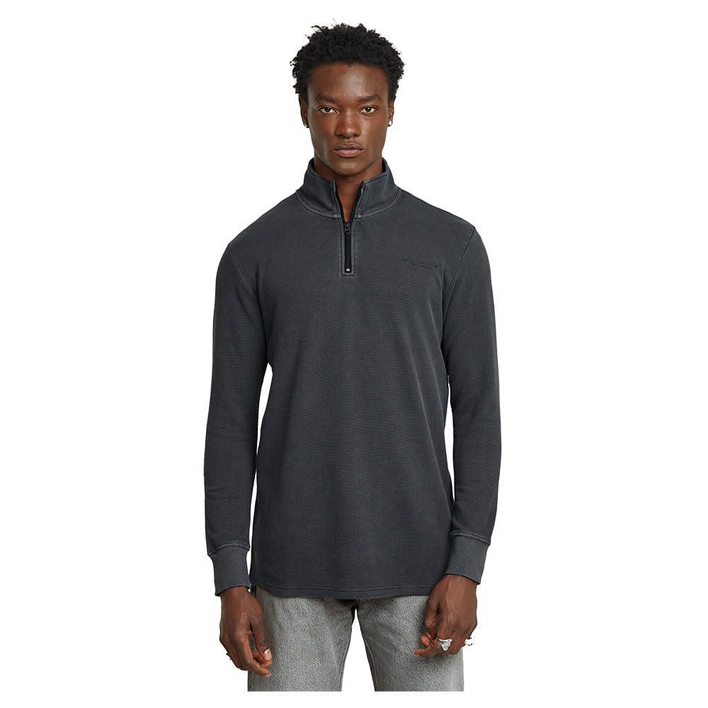 G-STAR Men's Overdyed Half Zip Tweeter T-Shirt