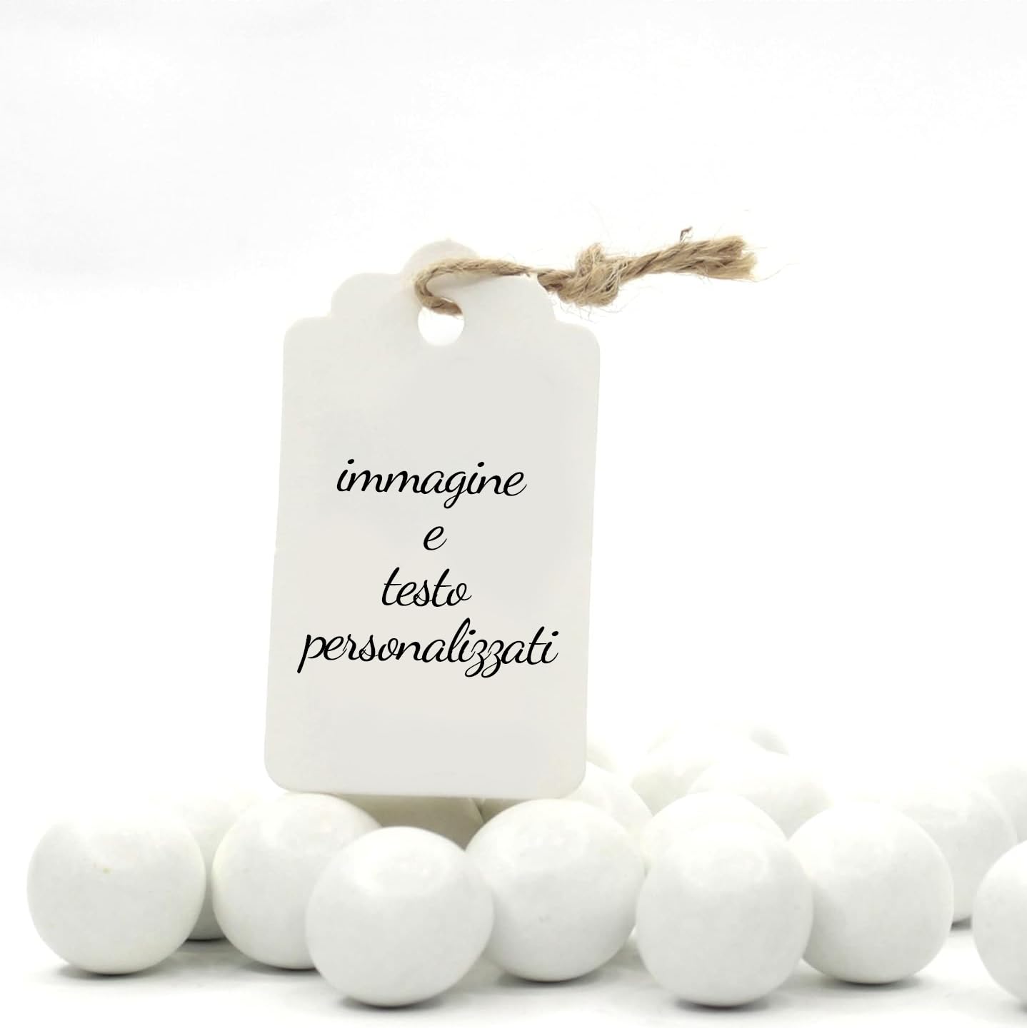 Mr Pubblicità - kit da 75 pezzi PERSONALIZZATI (stampa inclusa) - 25 Scatoline Portaconfetti + 25 Tag + 25 Nastrini, Per Sposi, Matrimonio, Nozze, Promessa, Scatolino, Bomboniera
