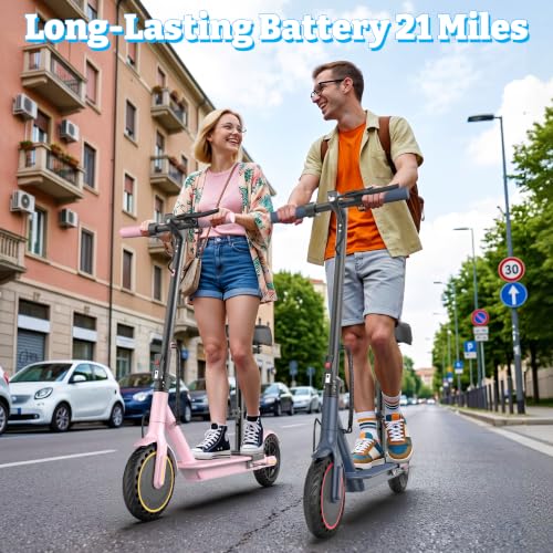 Image of Electric Scooter, Folding E Scooter for Adults with Seat, 350W Motor, 8.5 inch Solid Tires, Cruise Control, 19MPH, 21Mile Range Portable Teens Commuter Escooter, Dual Brake