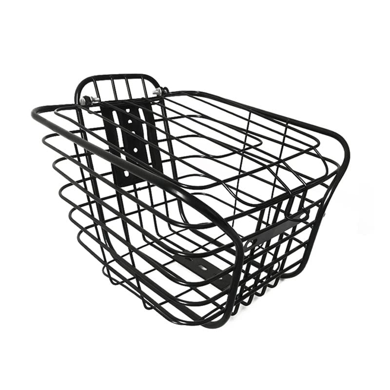 ZAWELIYO Large Capacity Sturdy Iron Bike Front Basket with Cover, Multifunctional, Breathable Design, Suitable for Electric Scooters and Bike