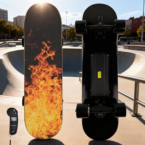 Giuggiolared Skateboard Elettrico Longboard Lunga Autonomia Con Telecomando 4 Velocità, Ruote 4, Velocità Massima 25 Km/H, Autonomia 15 Km, Per Campus E Città, 80 * 20Cm C-Single-Motor-image
