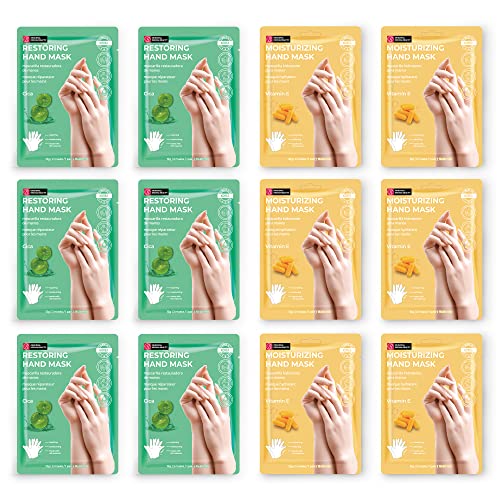 Original Derma Beauty Hand Mask 12 Pairs Restoring Cica + Moisturizing Vitamin E Hydrating Hand Mask Hand Mask Gloves (Assort #1) Hand Repair Gloves Hand Care Hand Rejuvination Soothing Gloves #TOP14