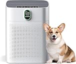 MORENTO Air Purifiers for Bedroom Home Large Room up to 1076 Sq Ft PM 2.5 Display Air Quality Sensor True HEPA Air Filter Remove the Pet Hair with Double-sided Air Inlet, 24db, White, 1 Pack