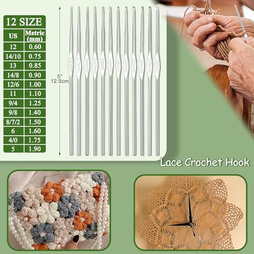 Image of Gemsy Knitting Crochet Hook Needle Set | Hard-Anodized Aluminum Hook for Embroidery | Ultimate Sewing, Craft, Sweater, Woolen Cloth, Yarn, Thread | Needles Kit for Knitting (Big Cactus Bag)