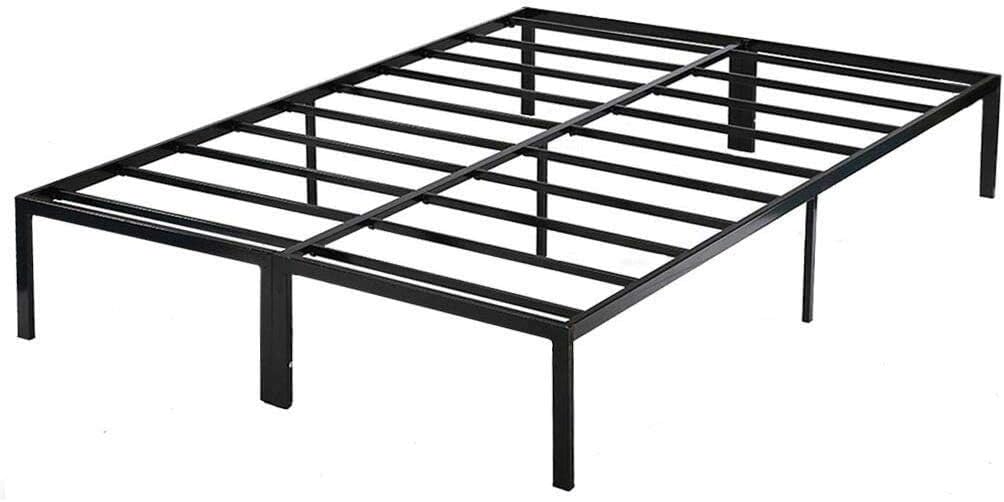 FDW Platform Bed Frame Queen Metal Base Mattress Foundation No Box Spring Needed 14 Inch Heavy Duty Steel Noise-Free,Black