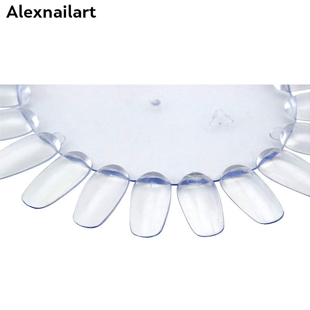 Alexnailart 10 Pcs Nail Display Wheels with 21 Tips Round False Nail Art Tips Palette Nail Art Practice Display Board (Clear) - Image 2