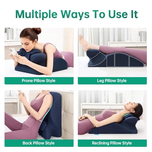 Image of MOONYOOY Memory Foam Ergonomic Wedge Pillow for Sleeping, Acid Reflux & GERD Relief - Elevation Bed Support Pillow for Back Pain, Post Surgery Recovery, Reading with Removable Washable Cover